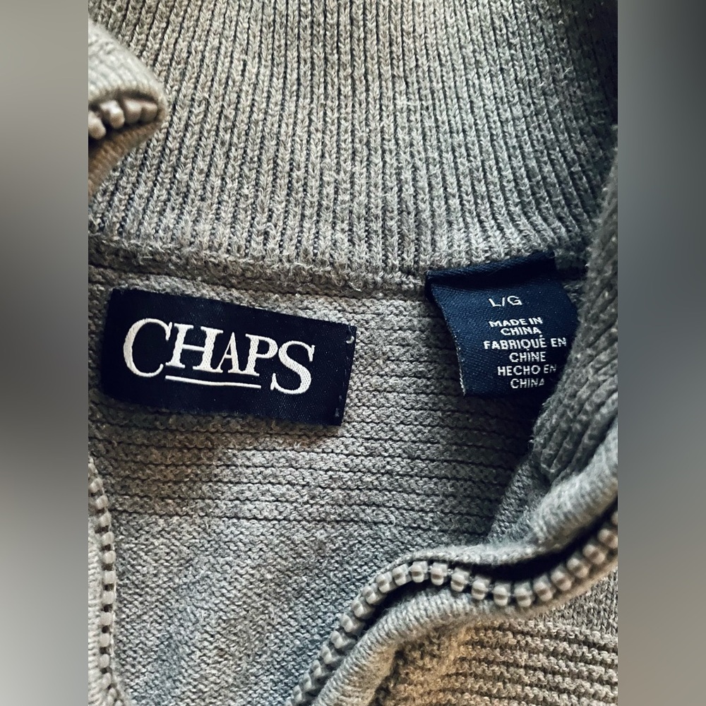 Chaps Men’s Gray Quarter-Zip Ribbed Sweater - Picture 4 of 4